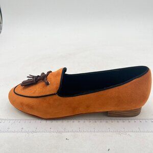 YDN Orange Low Heel Loafers Round Toe Slip On Tassels Comfort Shoes